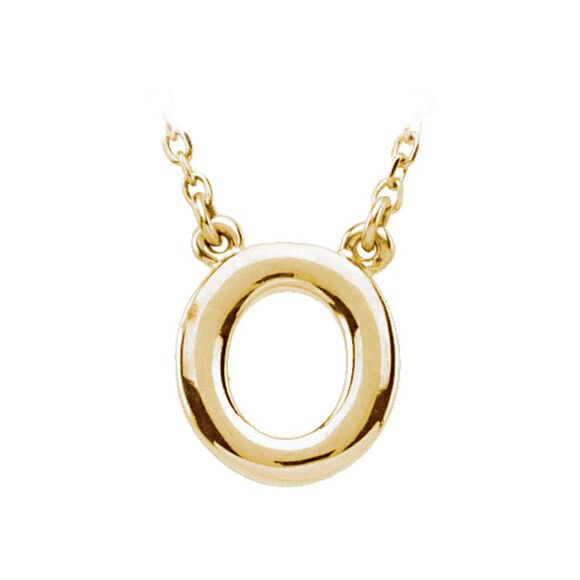 14K Yellow Gold Kendall Collection Block Initial O Necklace 16 Inch